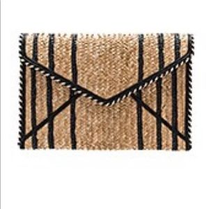 Straw Leo Clutch in Black Multi, Rebecca Minkoff